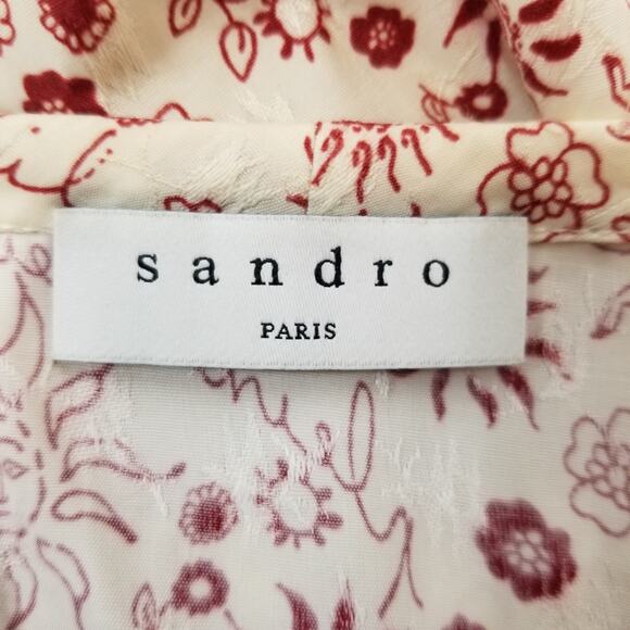 Sandro Paris Women's Trinidad Plein Soleil Faux Wrap Hi Lo Midi Dress Size 8 - Picture 5 of 14